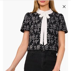 CeCe White Bow women’s embroidered blouse